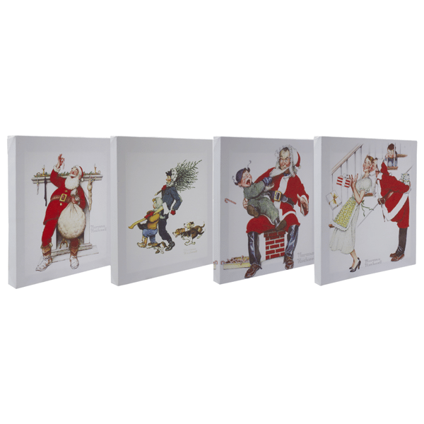 Northlight 4pc. Classic Norman Rockwell Christmas Scene Prints