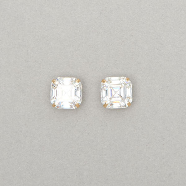 Yellow 10kt. Gold Over Silver Cubic Zirconia Studs - image 