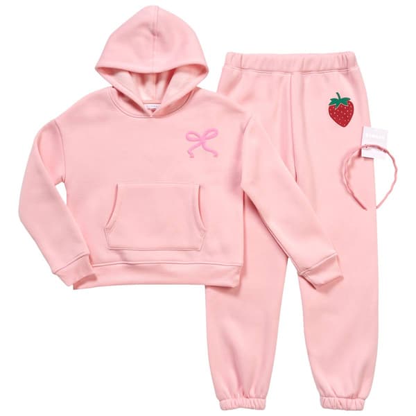 Girls (7-12) BTween® Strawberry/Bow Hoodie & Jogger Set - image 