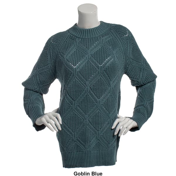 Womens Architect&#174; Diamond Stitch Shaker Pointelle Sweater