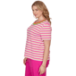 Plus Size Ruby Rd. Hothouse Florals Crochet Neck Stripe Tee - image 4