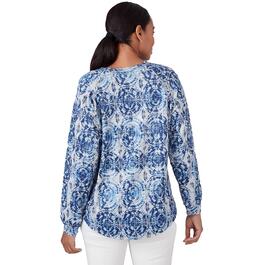Plus Size Skye''s The Limit Sky And Sea Long Sleeve Crew Neck Top