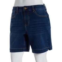Plus Size Bleu Denim 7in. One Button Denim Shorts w/Side Slits