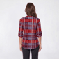 Womens Notations 3/4 Sleeve Plaid Pleat Blouse - Berry Blue - image 3