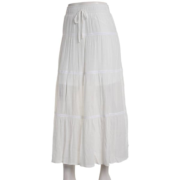 Juniors A. Byer Gauze Tier Midi Tie Waist Skirt
