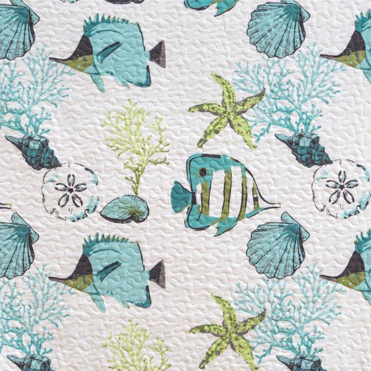 FreshFolds 3pc. Coastal Fish Themed Bedspread Quilt Set
