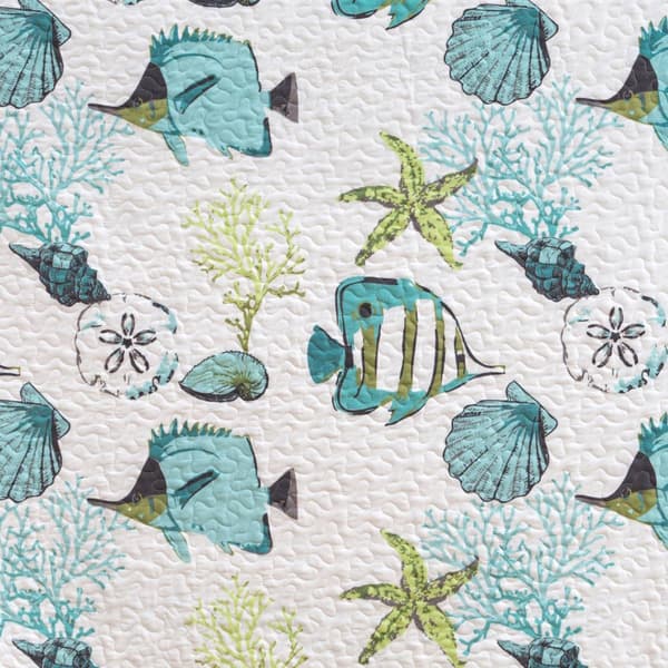 FreshFolds 3pc. Coastal Fish Themed Bedspread Quilt Set