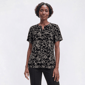 Womens Napa Valley Short Sleeve Leaf Split Neck Henley Blouse - image 1