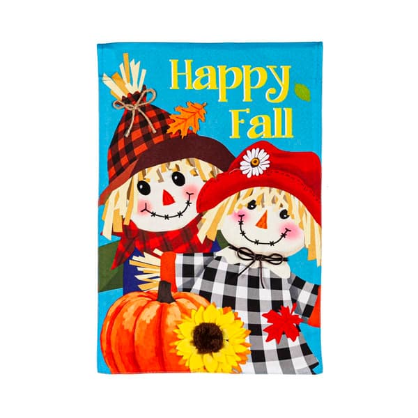 Evergreen Happy Scarecrow Couple Garden Linen Flag