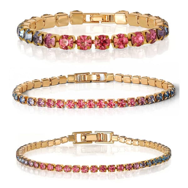 Jessica Simpson 3pc. Multi Color Crystal Bracelet Set - image 