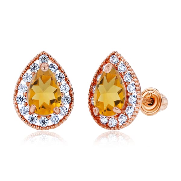 Gemstone Classics&#40;tm&#41; 14kt. Rose Gold Citrine Pear Earrings - image 