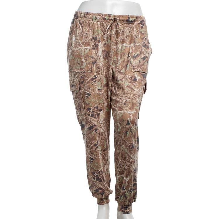 Juniors Plus No Comment Carpenter Cargo Joggers - Forest Camo