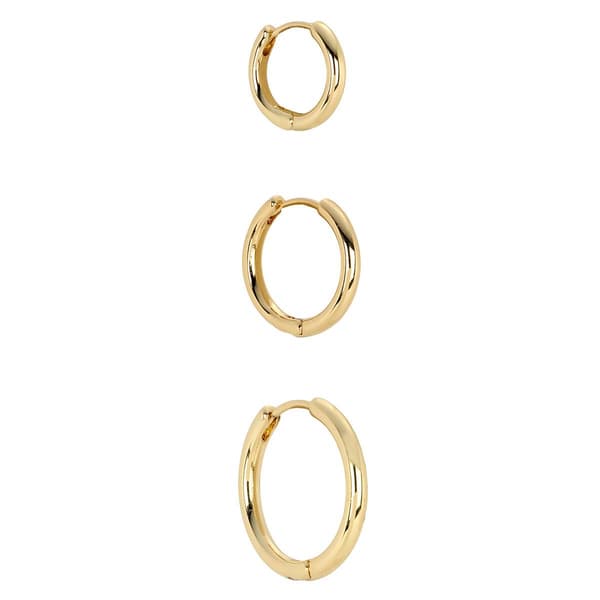 Athra 14kt. Gold over Brass 3pr. Huggie Hoop Earrings Set