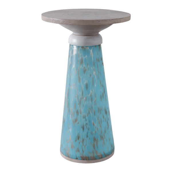 Sagebrook Home Rawson Glass Art Wood Top Accent Table