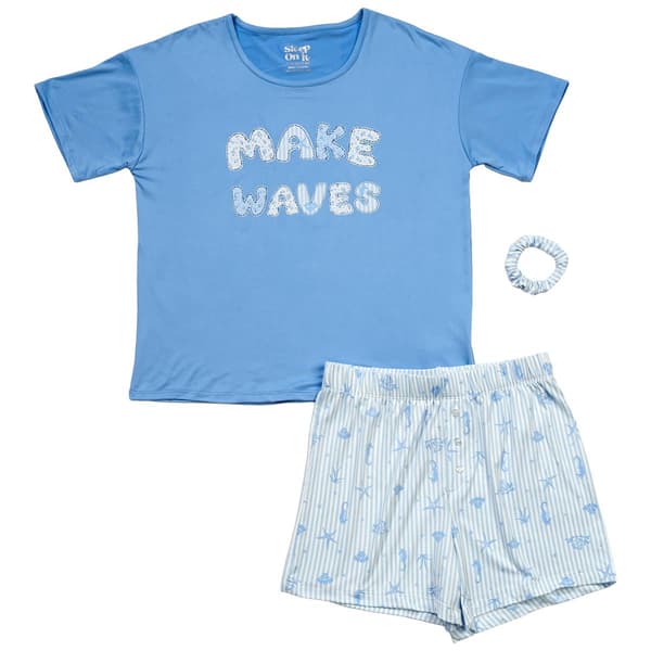 Girls (7-16) Sleep On It(R) 3pc. Make Waves Pajama Set