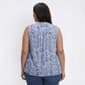 Plus Size Napa Valley Sleeveless Floral Leaf Pleat Henley Blouse - image 3