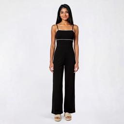 Juniors Madden Girl Knit Dobby Piped Trim Jumpsuit