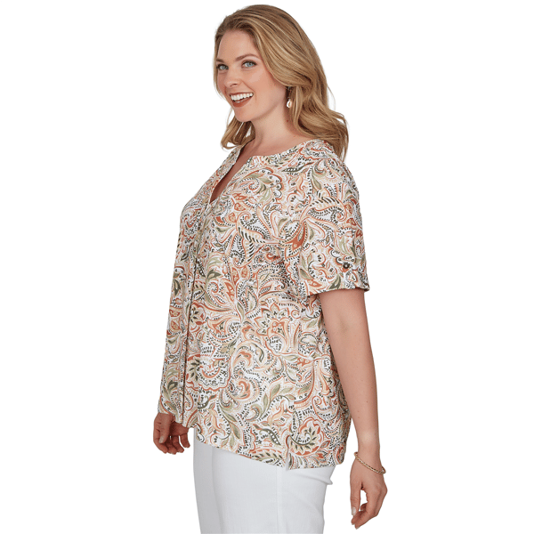 Plus Size Hearts of Palm Tropical Twist Paisley Blouse