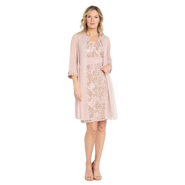 Womens R&M Richards Floral Sequin Jacket Dress