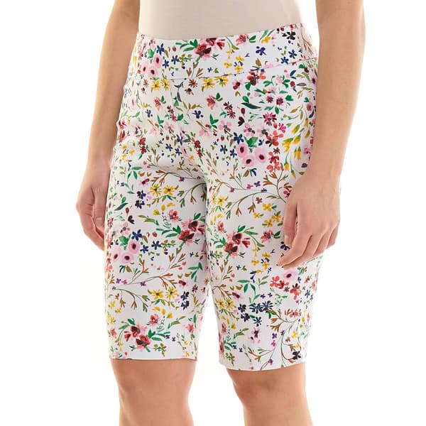 Womens Zac & Rachel Pull On Ditsy Floral Bermuda Shorts