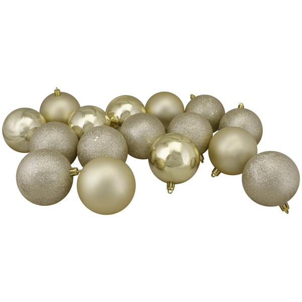 Northlight 16ct. Champagne Gold 4-Finish Christmas Ornaments - image 
