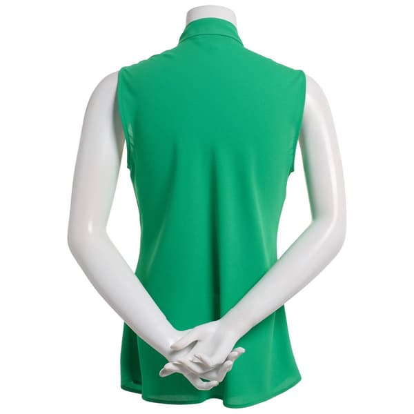 Womens Kasper Sleeveless Solid Tie Neck Blouse
