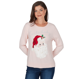 Womens Ruby Rd. Happy Holidays Santa Baby Christmas Sweater