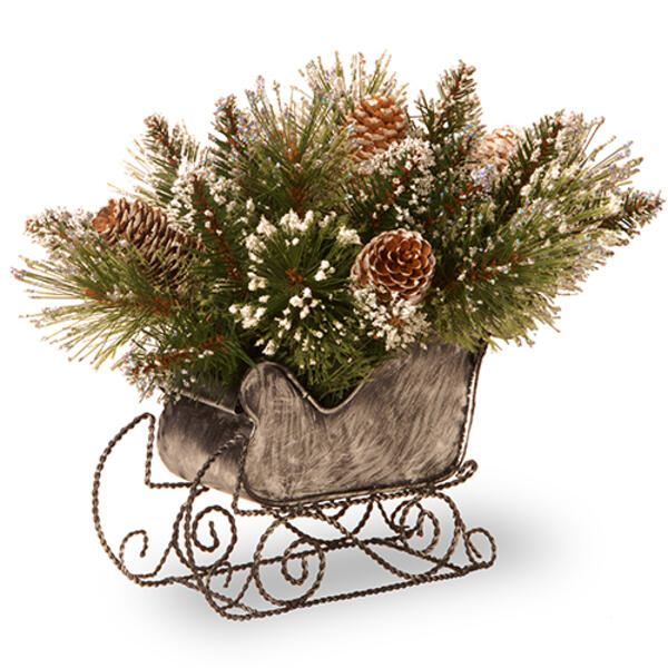 National Tree 10in. Shimmering Pine Sleigh - image 