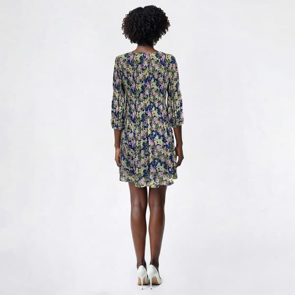 Womens Connected Apparel Elbow Sleeve Floral Cowl Neck Midi Dress