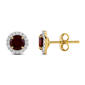 Gemstone Classics(tm) Yellow Gold Garnet Crown Halo Stud Earrings - image 1