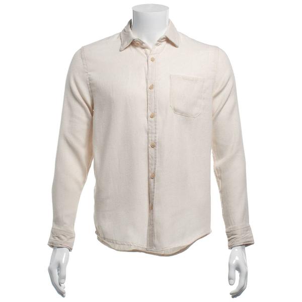 Mens Mountain Ridge Long Sleeve Flannel Shirt - Herringbone Ecru - image 