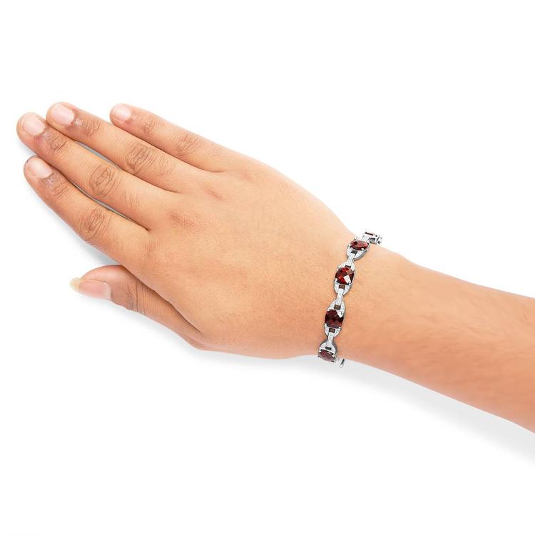 Haus of Brilliance Red Garnet & Diamond Accent Tennis Bracelet