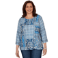 Plus Size Alfred Dunner Classics 3/4 Sleeve Patchwork Blouse - image 1