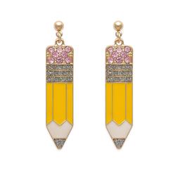 Ball Top with Glitter Eraser & Yellow Pencil Earrings