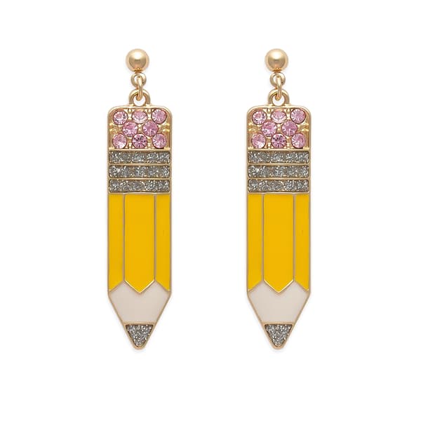 Ball Top with Glitter Eraser & Yellow Pencil Earrings