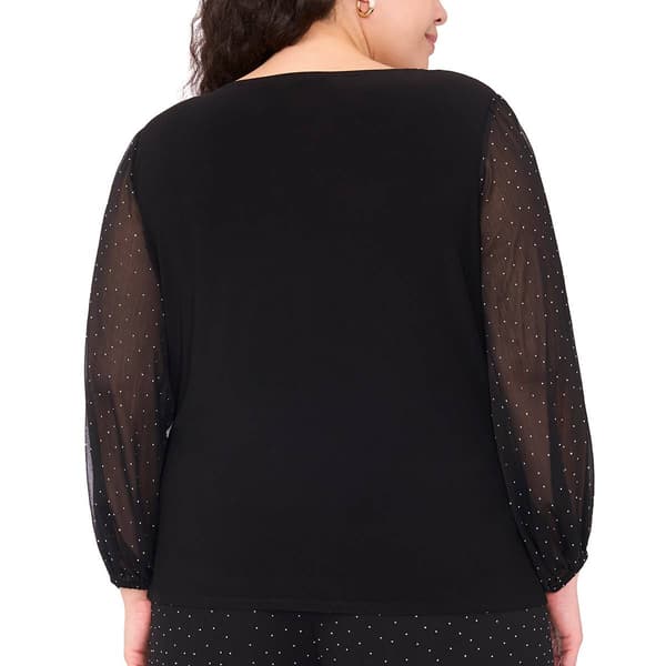 Plus Size MSK Rhinestone Sleeve Surplice Neck Blouse
