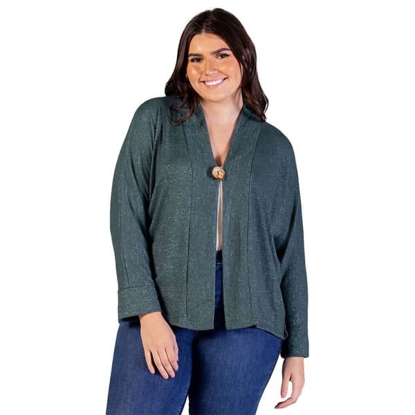 Plus Size 24/7 Comfort Apparel Single Button Front Cardigan