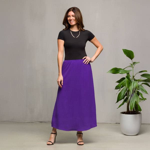 Womens 24/7 Comfort Apparel Elastic Waist A Line Maxi Skirt