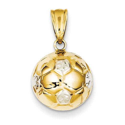 Gold Classics(tm) 14kt. & Rhodium Soccer Ball Pendant - image 