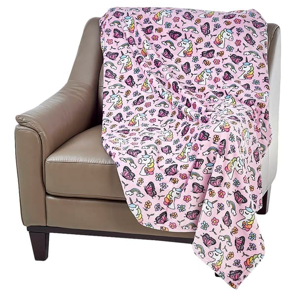 Ashley Cooper™ Unicorns & Butterflies Plush Throw Boscov's