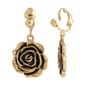 1928 Gold Tone Flower Clip Earrings - image 1
