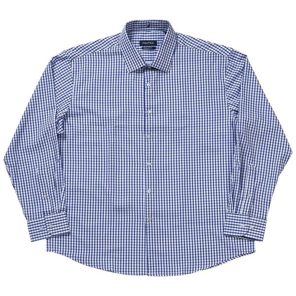 Mens Nautica Regular Fit Super Dress Shirt - Classic Blue Plaid - image 