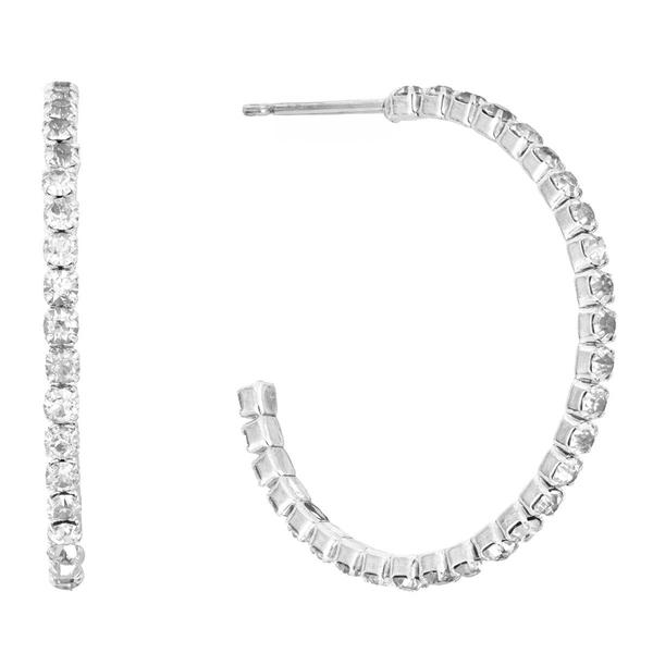 Athra Fine Silver Plated 30mm Crystal J-Hoop Earrings - image 
