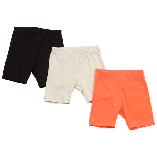 Girls (4-6x) One Step Up 3pk. Solid Bike Shorts - Coral Powder - image 