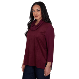 Womens Ruby Rd. English Countryside Cowl Neck Faux Suede Sweater