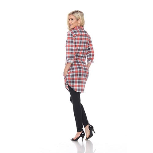 Womens White Mark Piper Stretch Plaid Tunic