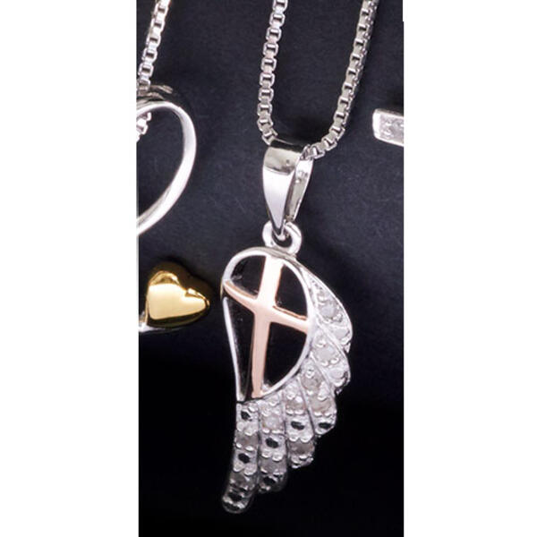 Marsala 1/10ctw. Diamond Accent Cross Necklace - image 