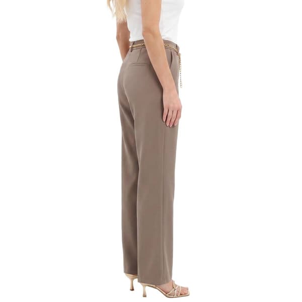 Womens NY Collection Straight Leg Casual Pants w/ Chain Belt