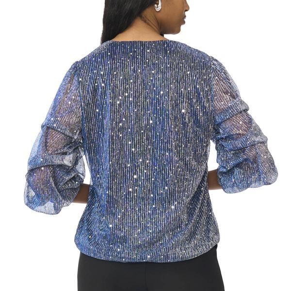 Womens MSK Lurex Crinkle Lantern Sleeve Blouse