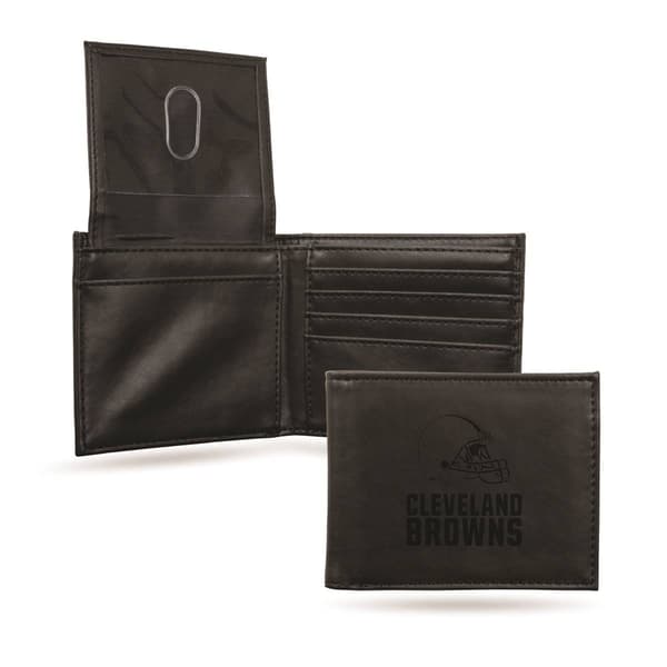 Mens NFL Cleveland Browns Faux Leather Bifold Wallet - image 